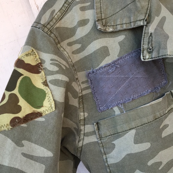 Upcycled sanctuary camouflage camo frayed post Apocalyptic scavenger jacket - Picture 12 of 16